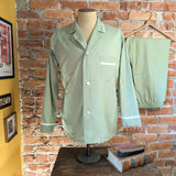1960s Men's Pajamas 2 Piece Men's Vintage Mint Green Pajama Top and Pants by Bond Fifth Avenue - Size C (MEDIUM)