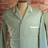 1960s Men's Pajamas 2 Piece Men's Vintage Mint Green Pajama Top and Pants by Bond Fifth Avenue - Size C (MEDIUM)
