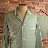 1960s Men's Pajamas 2 Piece Men's Vintage Mint Green Pajama Top and Pants by Bond Fifth Avenue - Size C (MEDIUM)