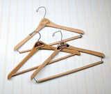 Lot of 3 1950s-60s Vintage Wood Hangers Mad Men Era Advertising Clothes Hangers for Suit Coat Pants Wishbone Clothing Store Hanger LOT #1