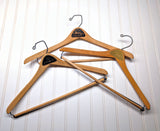 Lot of 3 1950s-60s Vintage Wood Hangers Mad Men Era Advertising Clothes Hangers for Suit Coat Pants Wishbone Clothing Store Hanger LOT #2