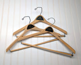 Lot of 3 1950s-60s Vintage Wood Hangers Mad Men Era Advertising Clothes Hangers for Suit Coat Pants Wishbone Clothing Store Hanger LOT #3