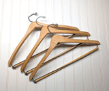 Lot of 3 1950s-60s Vintage Wood Hangers Mad Men Era Advertising Clothes Hangers for Suit Coat Pants Wishbone Clothing Store Hanger LOT #3