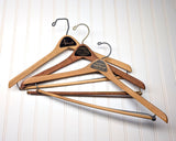 Lot of 3 1950s-60s Vintage Wood Hangers Mad Men Era Advertising Clothes Hangers for Suit Coat Pants Wishbone Clothing Store Hanger LOT #5