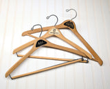 Lot of 3 1950s-60s Vintage Wood Hangers Mad Men Era Advertising Clothes Hangers for Suit Coat Pants Wishbone Clothing Store Hanger LOT #6