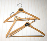 Lot of 3 1950s-60s Vintage Wood Hangers Mad Men Era Advertising Clothes Hangers for Suit Coat Pants Wishbone Clothing Store Hanger LOT #6