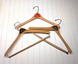 Lot of 3 1950s-60s Vintage Wood Hangers Mad Men Era Advertising Clothes Hangers for Suit Coat Pants Wishbone Clothing Store Hanger LOT #7