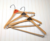 Lot of 3 1950s-60s Vintage Wood Hangers Mad Men Era Advertising Clothes Hangers for Suit Coat Pants Wishbone Clothing Store Hanger LOT #7