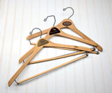 Lot of 3 1950s-60s Vintage Wood Hangers Mad Men Era Advertising Clothes Hangers for Suit Coat Pants Wishbone Clothing Store Hanger LOT #8