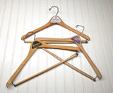 Lot of 3 1950s-60s Vintage Wood Hangers Mad Men Era Advertising Clothes Hangers for Suit Coat Pants Wishbone Clothing Store Hanger LOT #9