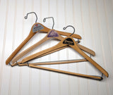 Lot of 3 1950s-60s Vintage Wood Hangers Mad Men Era Advertising Clothes Hangers for Suit Coat Pants Wishbone Clothing Store Hanger LOT #9