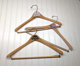 Lot of 3 1950s-60s Vintage Wood Hangers Mad Men Era Advertising Clothes Hangers for Suit Coat Pants Wishbone Clothing Store Hanger LOT #9