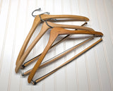 Lot of 3 1950s-60s Vintage Wood Hangers Mad Men Era Advertising Clothes Hangers for Suit Coat Pants Wishbone Clothing Store Hanger LOT #9