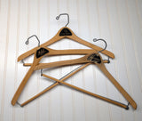 Lot of 3 1950s-60s Vintage Wood Hangers Mad Men Era Advertising Clothes Hangers for Suit Coat Pants Wishbone Clothing Store Hanger LOT #12