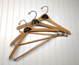 Lot of 3 1950s-60s Vintage Wood Hangers Mad Men Era Advertising Clothes Hangers for Suit Coat Pants Wishbone Clothing Store Hanger LOT #12