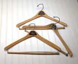 Lot of 3 1950s-60s Vintage Wood Hangers Mad Men Era Advertising Clothes Hangers for Suit Coat Pants Wishbone Clothing Store Hanger LOT #12