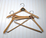 Lot of 3 1950s-60s Vintage Wood Hangers Mad Men Era Advertising Clothes Hangers for Suit Coat Pants Wishbone Clothing Store Hanger LOT #14
