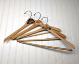 Lot of 3 1950s-60s Vintage Wood Hangers Mad Men Era Advertising Clothes Hangers for Suit Coat Pants Wishbone Clothing Store Hanger LOT #14