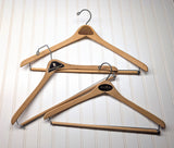 Lot of 3 1950s-60s Vintage Wood Hangers Mad Men Era Advertising Clothes Hangers for Suit Coat Pants Wishbone Clothing Store Hanger LOT #15