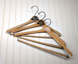 Lot of 3 1950s-60s Vintage Wood Hangers Mad Men Era Advertising Clothes Hangers for Suit Coat Pants Wishbone Clothing Store Hanger LOT #16