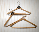 Lot of 3 1950s-60s Vintage Wood Hangers Mad Men Era Advertising Clothes Hangers for Suit Coat Pants Wishbone Clothing Store Hanger LOT #16