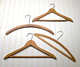 Lot of 4 Early 1900s Vintage Wood Hangers Advertising Clothes Hangers for Suit Coat Pants Clothing Store, Hotel & Laundry Hanger LOT #18