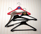 Lot of 5 1960s-70s Vintage Advertising Hangers Mad Men Era Clothes Hangers Suit Coat Pants Wishbone Plastic Clothing Store Hanger LOT #21