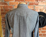 2000s Vintage Heather Gray Wrangler Western Shirt Men's Cowboy Style Long Sleeve Pearl Snap Shirt - Size XL