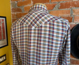 1970s Vintage Plaid Western Shirt Men's Cowboy Style Long Sleeve Pearl Snap Shirt TWENTY THREE Collection - Size LARGE