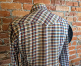 1970s Vintage Plaid Western Shirt Men's Cowboy Style Long Sleeve Pearl Snap Shirt TWENTY THREE Collection - Size LARGE