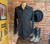 1980s Vintage Black Ely Cattleman Western Shirt Men's Cowboy Style Long Sleeve Pearl Snap Striped Dress Shirt - SIZE XL