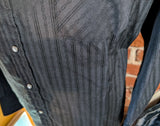 1980s Vintage Black Ely Cattleman Western Shirt Men's Cowboy Style Long Sleeve Pearl Snap Striped Dress Shirt - SIZE XL