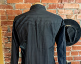 1980s Vintage Black Ely Cattleman Western Shirt Men's Cowboy Style Long Sleeve Pearl Snap Striped Dress Shirt - SIZE XL