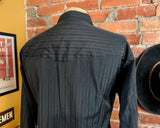1980s Vintage Black Ely Cattleman Western Shirt Men's Cowboy Style Long Sleeve Pearl Snap Striped Dress Shirt - SIZE XL
