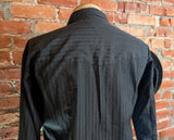 1980s Vintage Black Ely Cattleman Western Shirt Men's Cowboy Style Long Sleeve Pearl Snap Striped Dress Shirt - SIZE XL