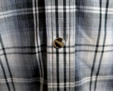 1990s Vintage HIGH NOON Western Shirt Black, White & Gray Plaid Cowboy Style Long Sleeve Shirt Black Yokes, Marble Pearl Snaps - Size XL