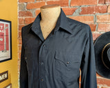 1980s Vintage Black Western Shirt Men's Long Sleeve Cowboy Style Shirt with Black Pearl Snaps by Panhandle Slim - Size XL