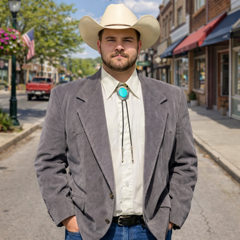 1980s Men's Western Suit Jacket / Blazer Vintage Gray Corduroy Cowboy Sport Coat by Pioneer Wear of Albuquerque - Size 48 (XL)