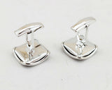 1960s Vintage Blue Morpho Butterfly Wing Silver Tone Cufflinks with Reverse Painted Exotic Palm Tree Island Scenes