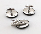 1960s Vintage Dragon Cufflinks and Tie Clip Set, Mid Century Silver Tone Oval Men's Statement Jewelry, Mythical Gift for Him