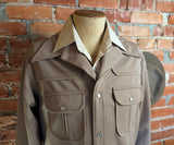 1970s Vintage Western Pearl Snap Leisure Suit Jacket. Light Brown Polyester Disco Era Cowboy Jacket Retro 70s Western Blazer - Size 42 LARGE