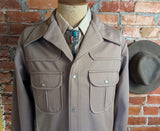 1970s Vintage Western Pearl Snap Leisure Suit Jacket. Light Brown Polyester Disco Era Cowboy Jacket Retro 70s Western Blazer - Size 42 LARGE