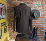 1970s Vintage Brown Western Polyester Leisure Suit Jacket. Disco Era Cowboy Pearl Snap Jacket 70s Time Out West by FARAH - Size 42 (LARGE)