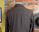 1970s Vintage Brown Western Polyester Leisure Suit Jacket. Disco Era Cowboy Pearl Snap Jacket 70s Time Out West by FARAH - Size 42 (LARGE)