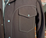 1970s Vintage Brown Western Polyester Leisure Suit Jacket. Disco Era Cowboy Pearl Snap Jacket 70s Time Out West by FARAH - Size 42 (LARGE)