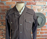 1970s Vintage Brown Western Polyester Leisure Suit Jacket. Disco Era Cowboy Pearl Snap Jacket 70s Time Out West by FARAH - Size 42 (LARGE)