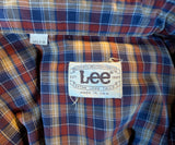 1970s Vintage LEE Western Shirt Men's Cowboy Style Long Sleeve Plaid Pearl Snap Western Wear Shirt by Lee - Size LARGE