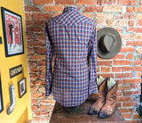 1970s Vintage LEE Western Shirt Men's Cowboy Style Long Sleeve Plaid Pearl Snap Western Wear Shirt by Lee - Size LARGE