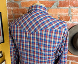 1970s Vintage LEE Western Shirt Men's Cowboy Style Long Sleeve Plaid Pearl Snap Western Wear Shirt by Lee - Size LARGE