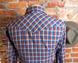 1970s Vintage LEE Western Shirt Men's Cowboy Style Long Sleeve Plaid Pearl Snap Western Wear Shirt by Lee - Size LARGE